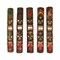 Set of 5 Double Tiki Mask Totem Wall Decor Hand Carved Tribal Sculpture 40 Inch